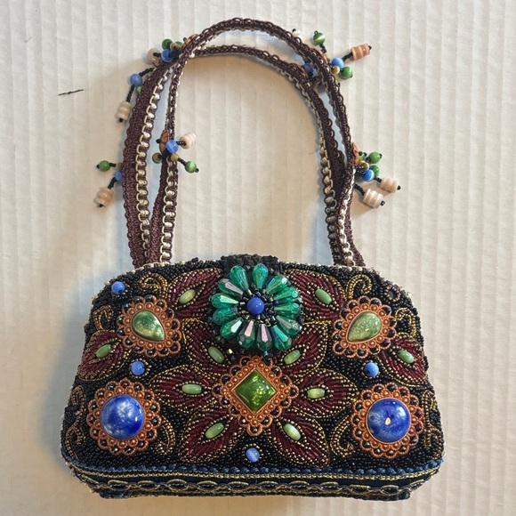 BUTLER & WILSON Handbags - BUTLER & WILSON VINTAGE BEADED HANDBAG COLORFUL ADORNMENT WITH SNAP CLOSURE